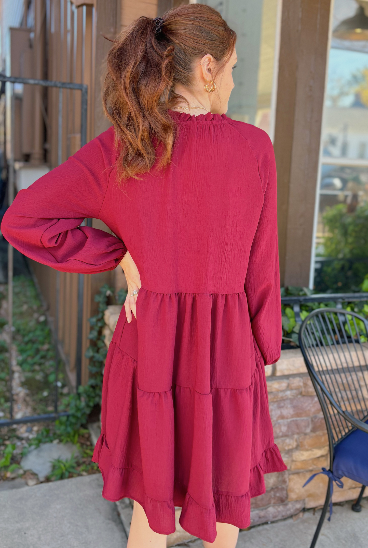 BURGUNDY FAVORITE CHRISTMAS DRESS