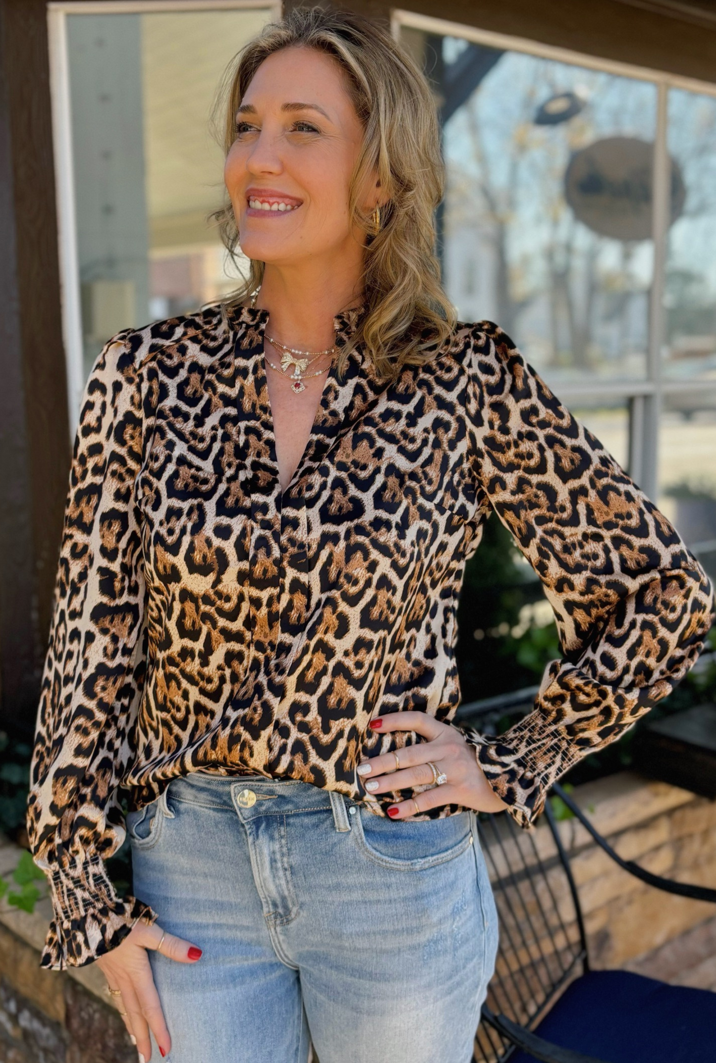 CHEETAH HENLEY TOP