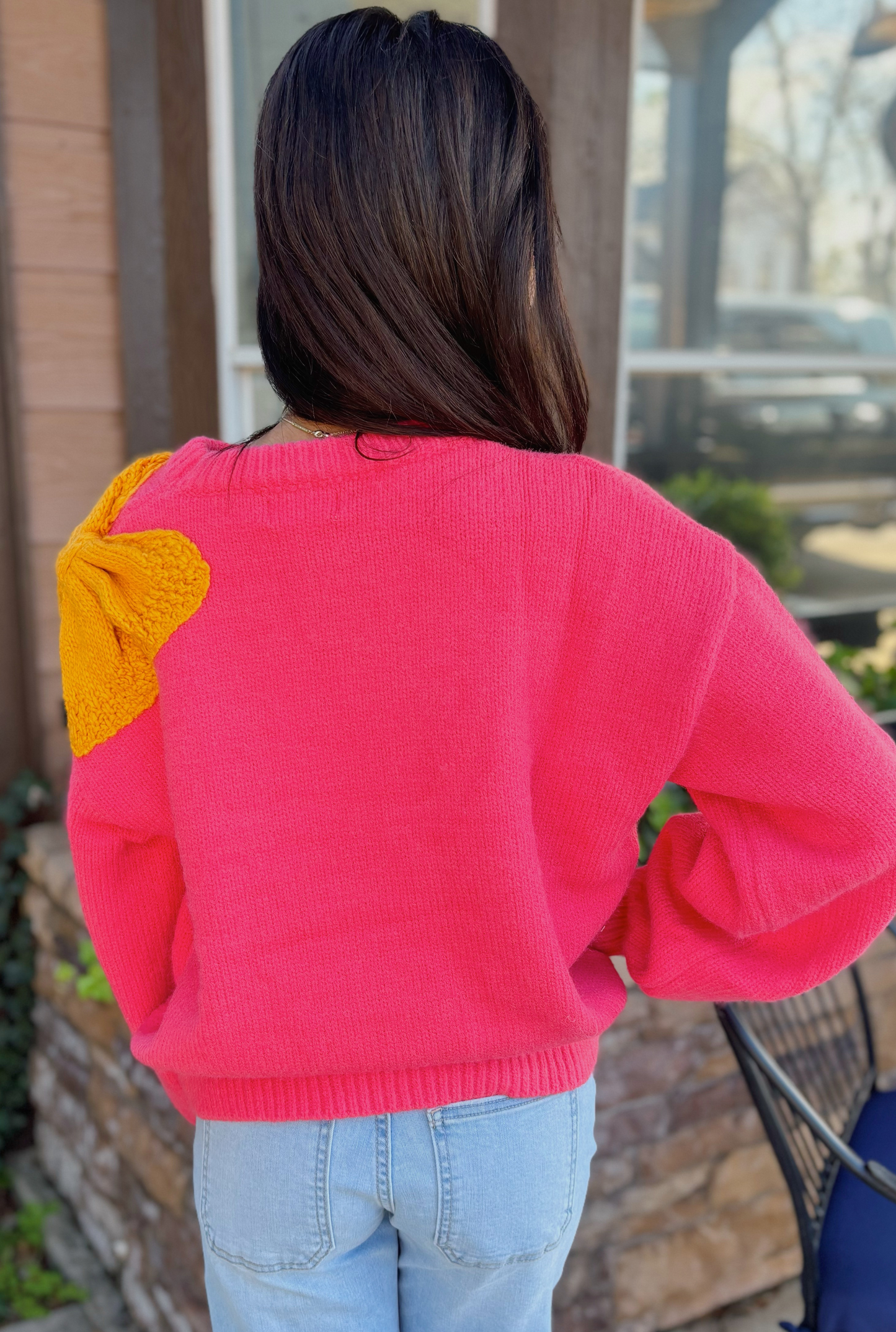 CORAL BOW BONNIE SWEATER