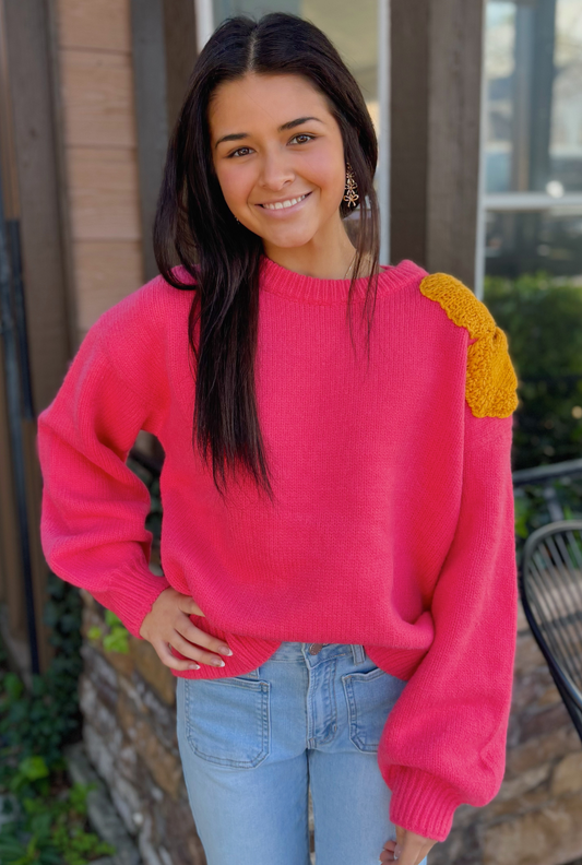 CORAL BOW BONNIE SWEATER