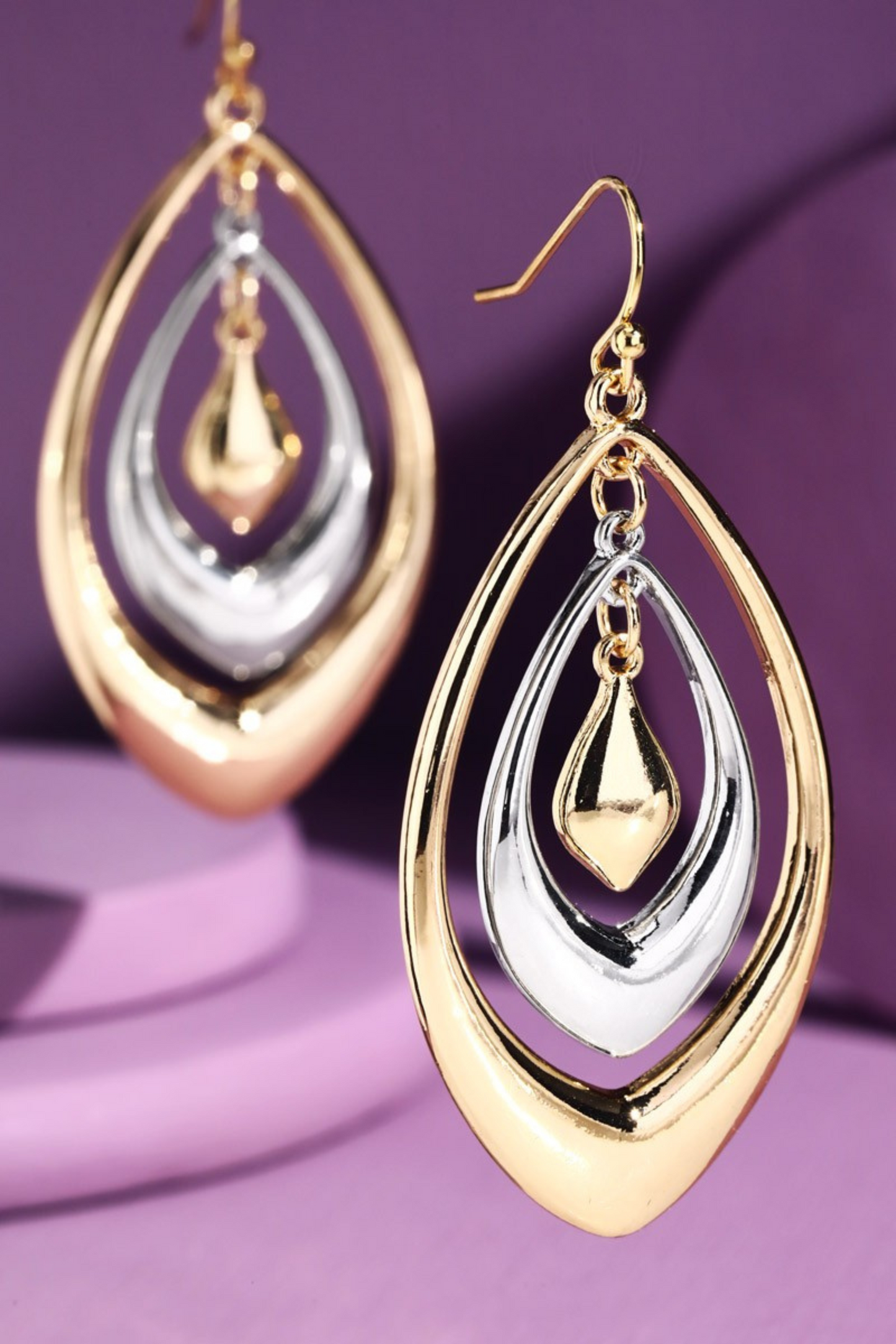 Triple Layer Teardrop Earrings