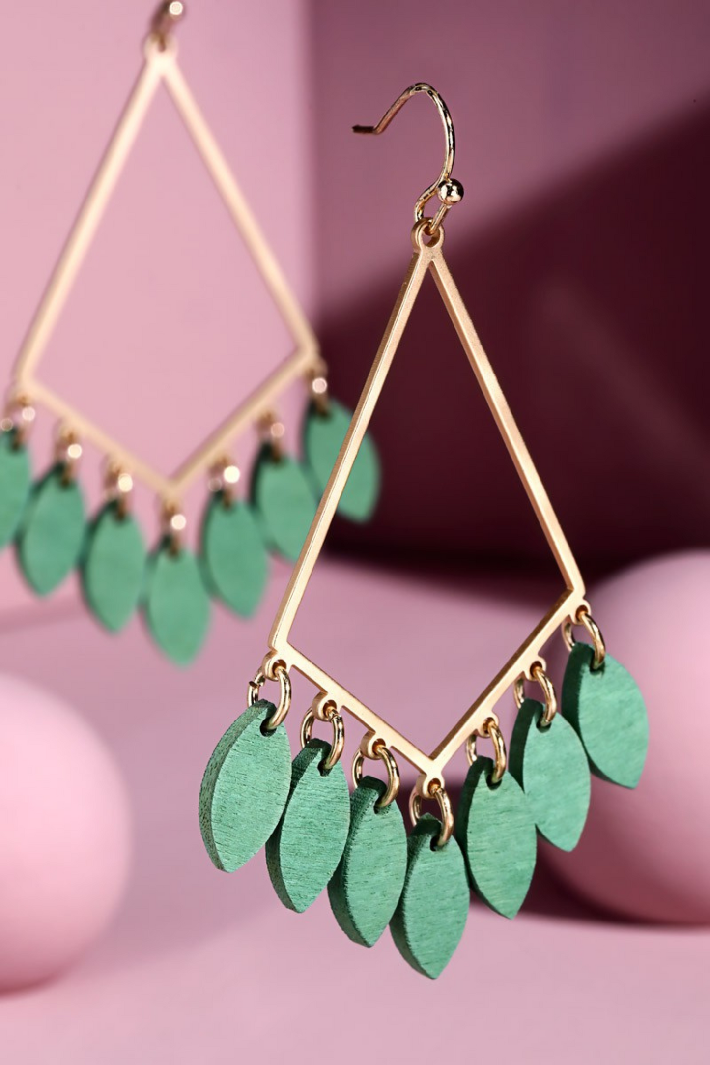 Diamond Wood Leaf Earring