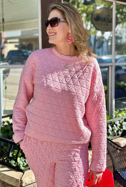 QUILTED LOUNGE SET PINK