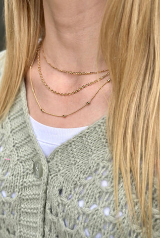 3 ROW MIXED CHAIN NECKLACE