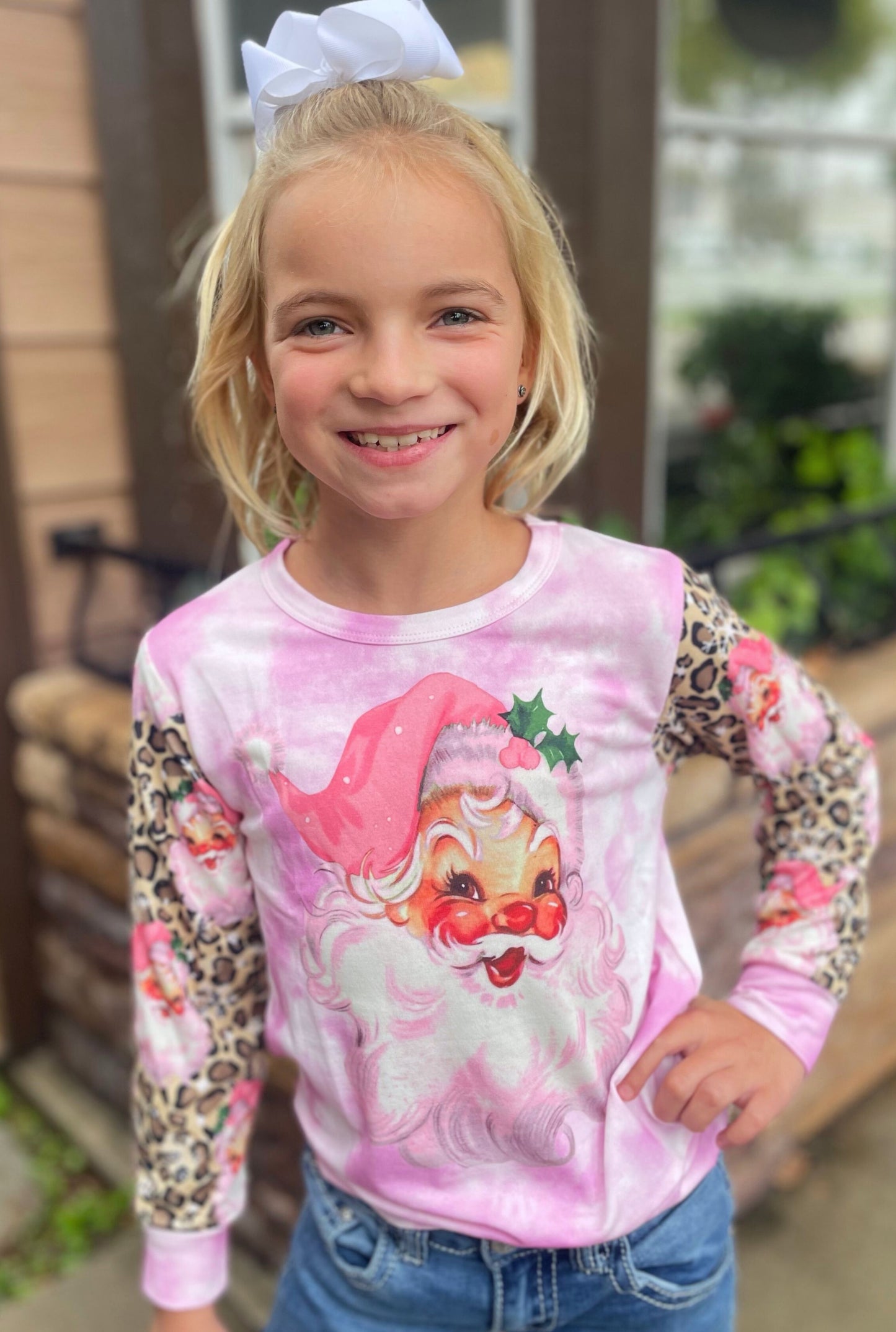 KIDS PINK SANTA SWEATSHIRT