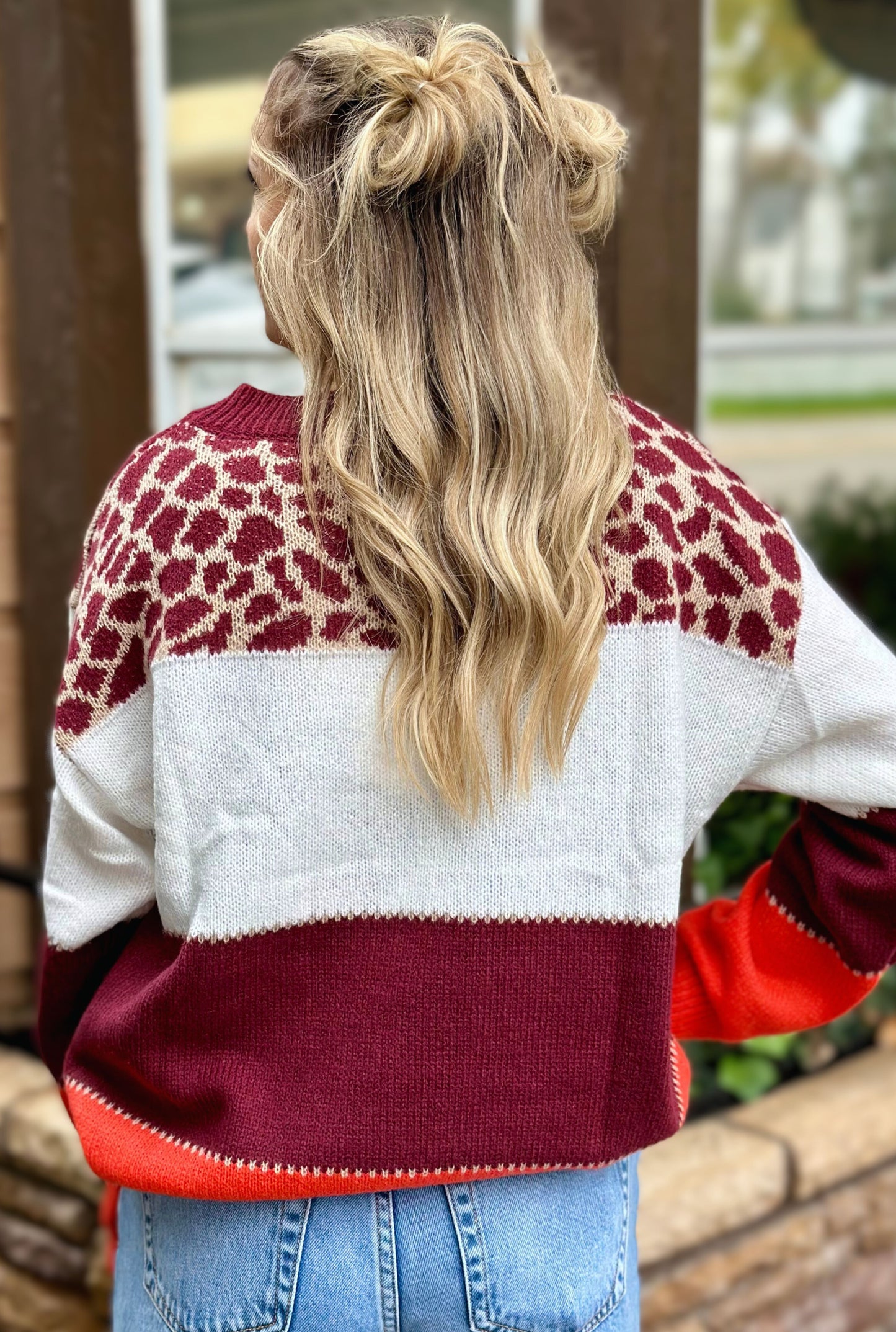 BURGUNDY CHEETAH GIRLS SWEATER