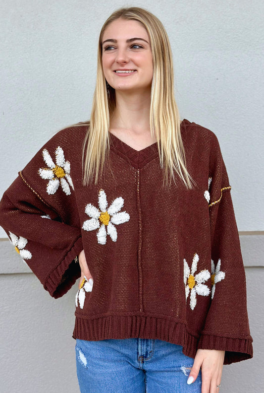 CHOCOLATE FLOWERS SWEATER