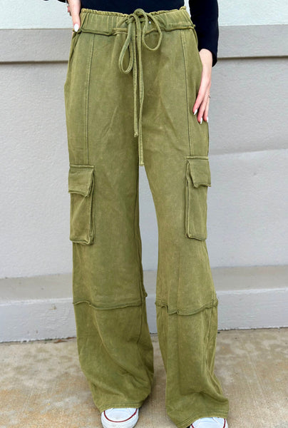 OLIVE MINERAL CARGO PANTS