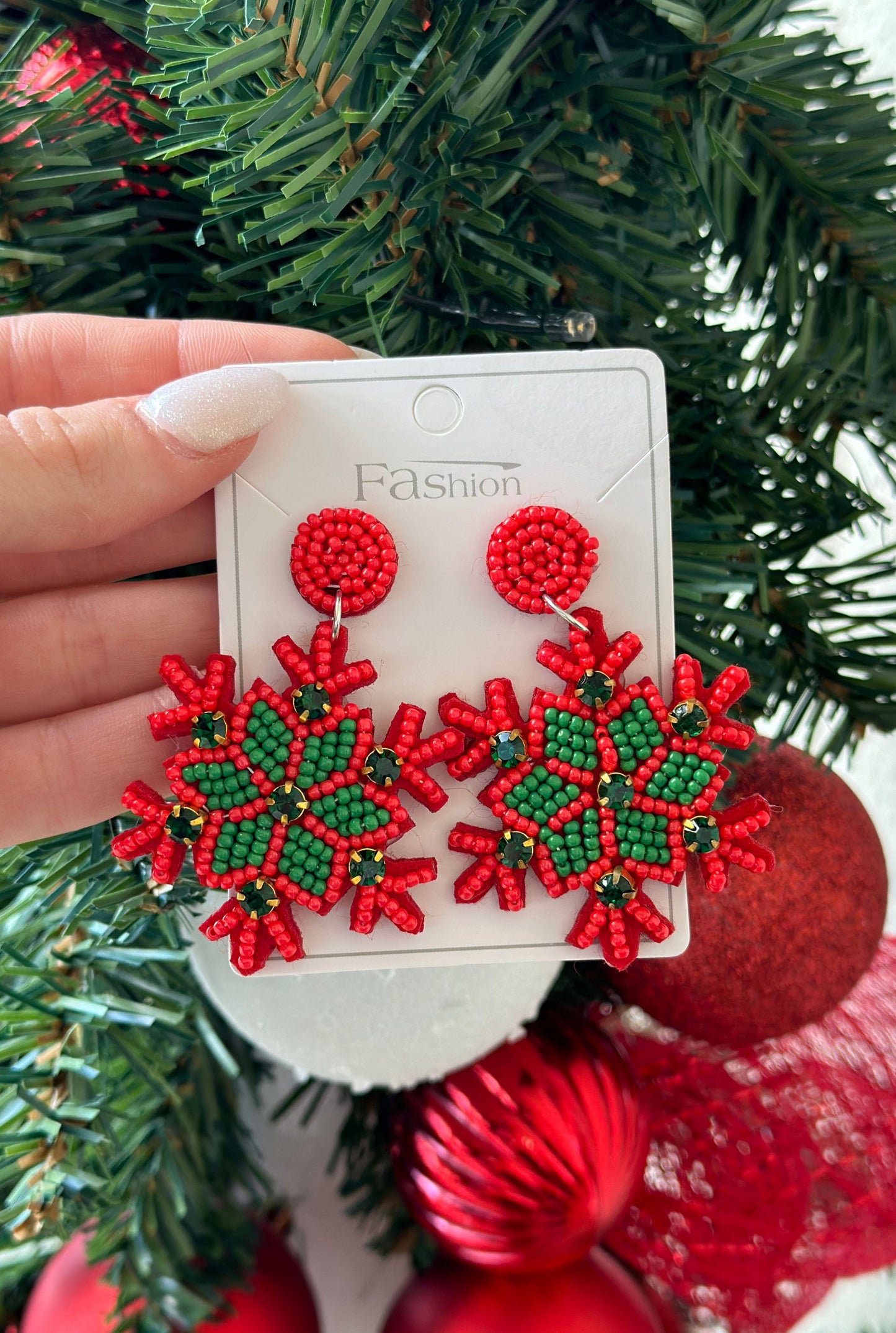 RED SNOWFLAKE EARRINGS