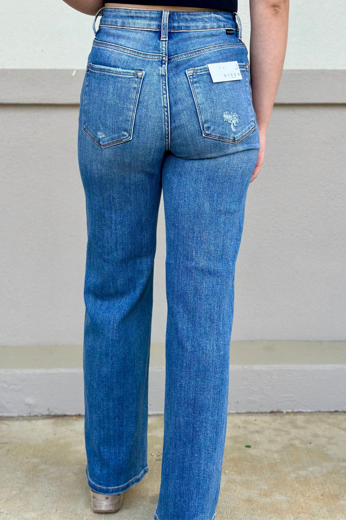 WIDE LEG RISEN JEANS