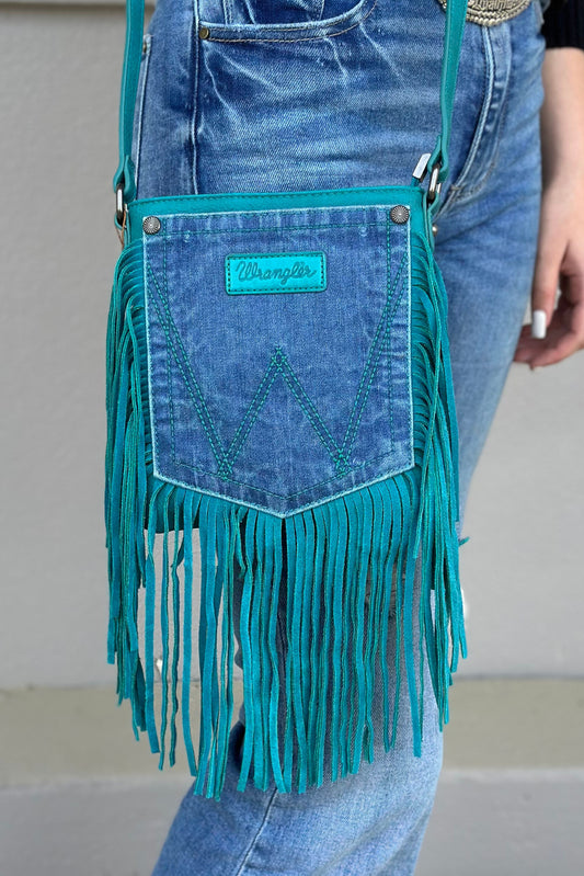 TURQUOISE WRANGLER DENIM CROSSBODY