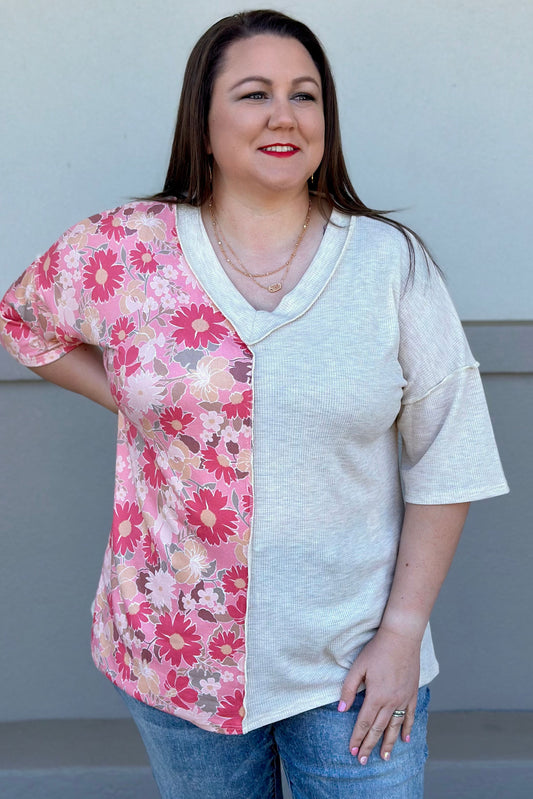 CURVY OATMEAL DAISY TOP