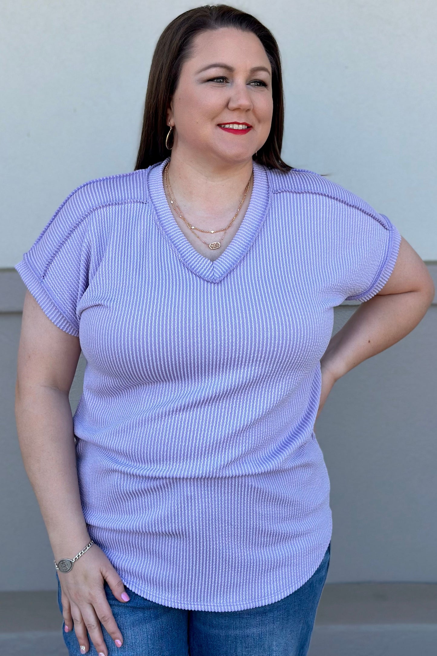 CURVY LAVENDER DOLMAN TOP