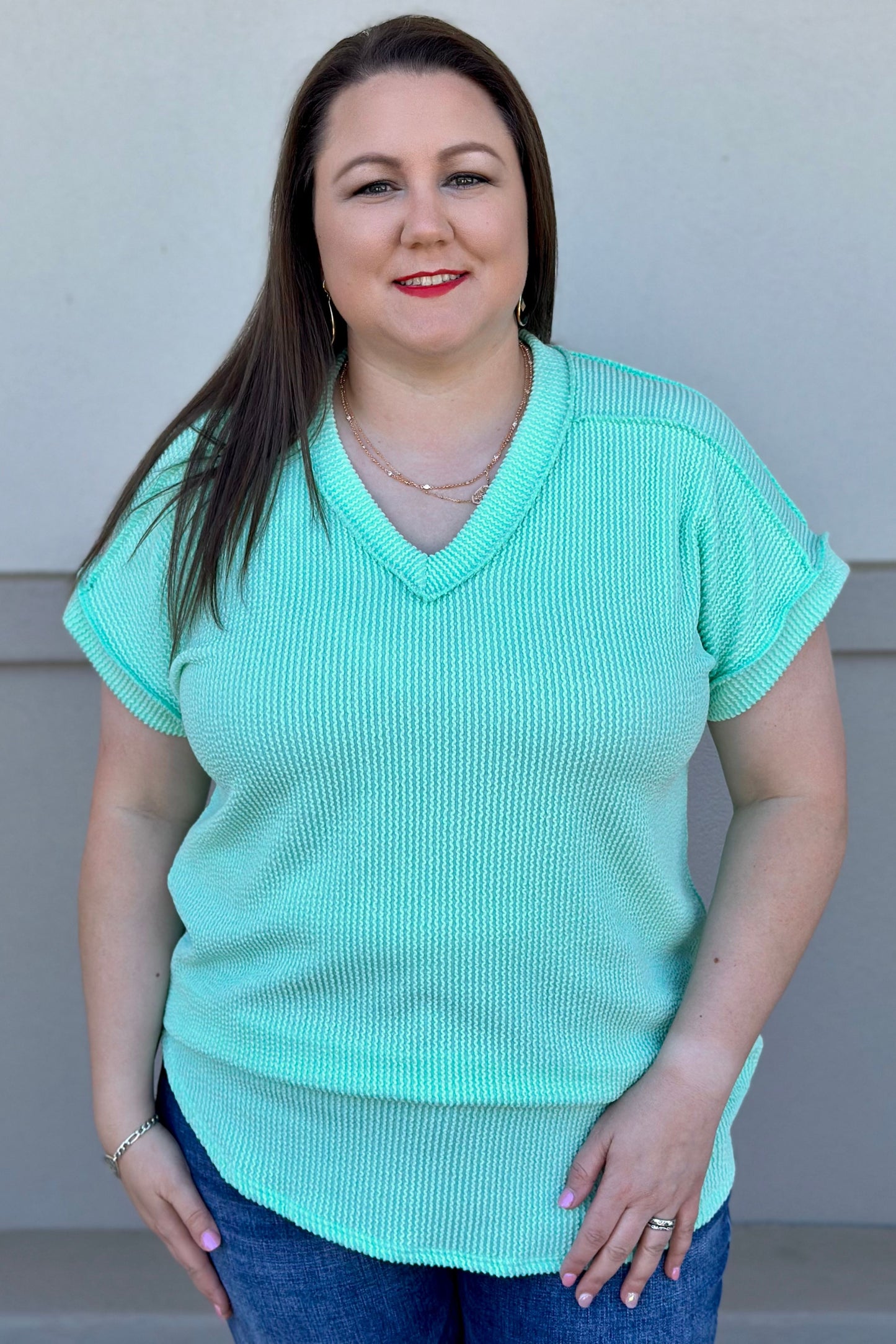 CURVY MINT DOLMAN TOP