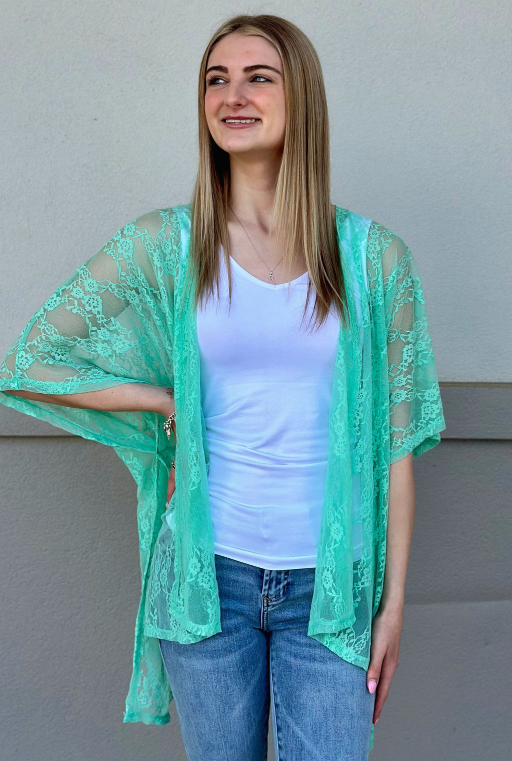 MINT LACE ESCAPE KIMONO