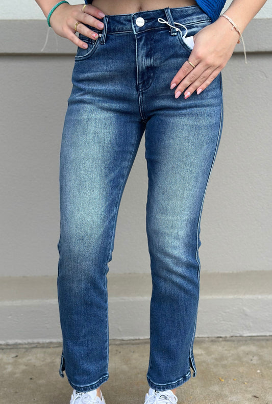 RISEN SLIT STRAIGHT JEANS