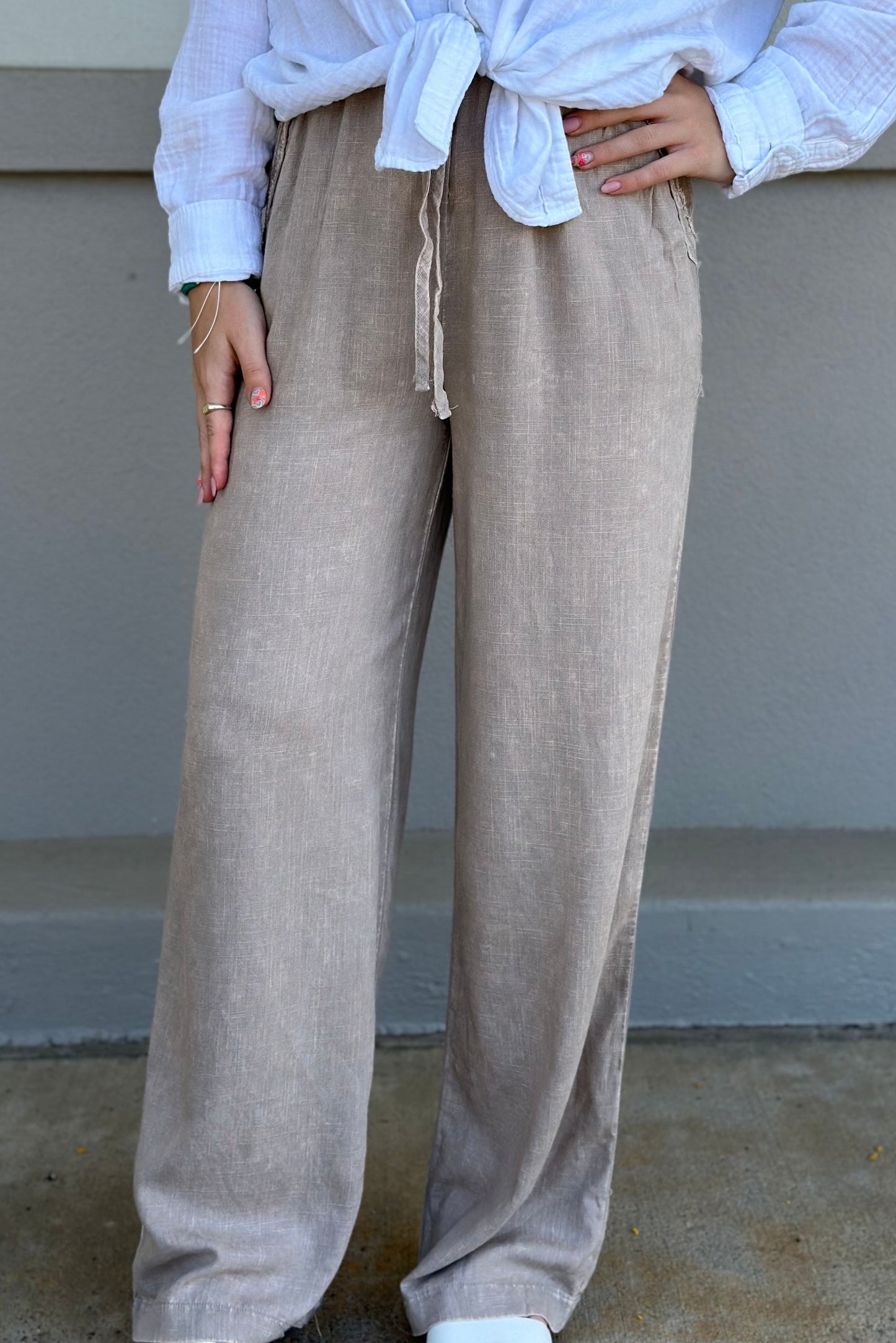 MOCHA ACID LINEN PANTS