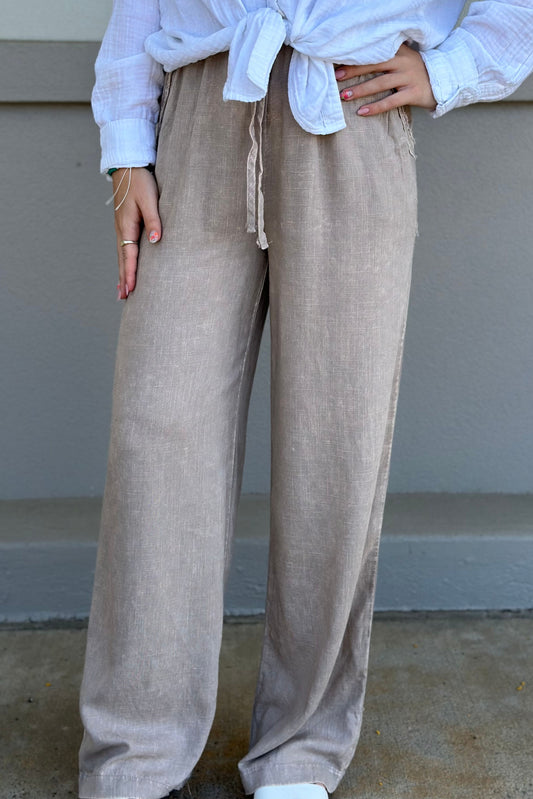 MOCHA ACID LINEN PANTS