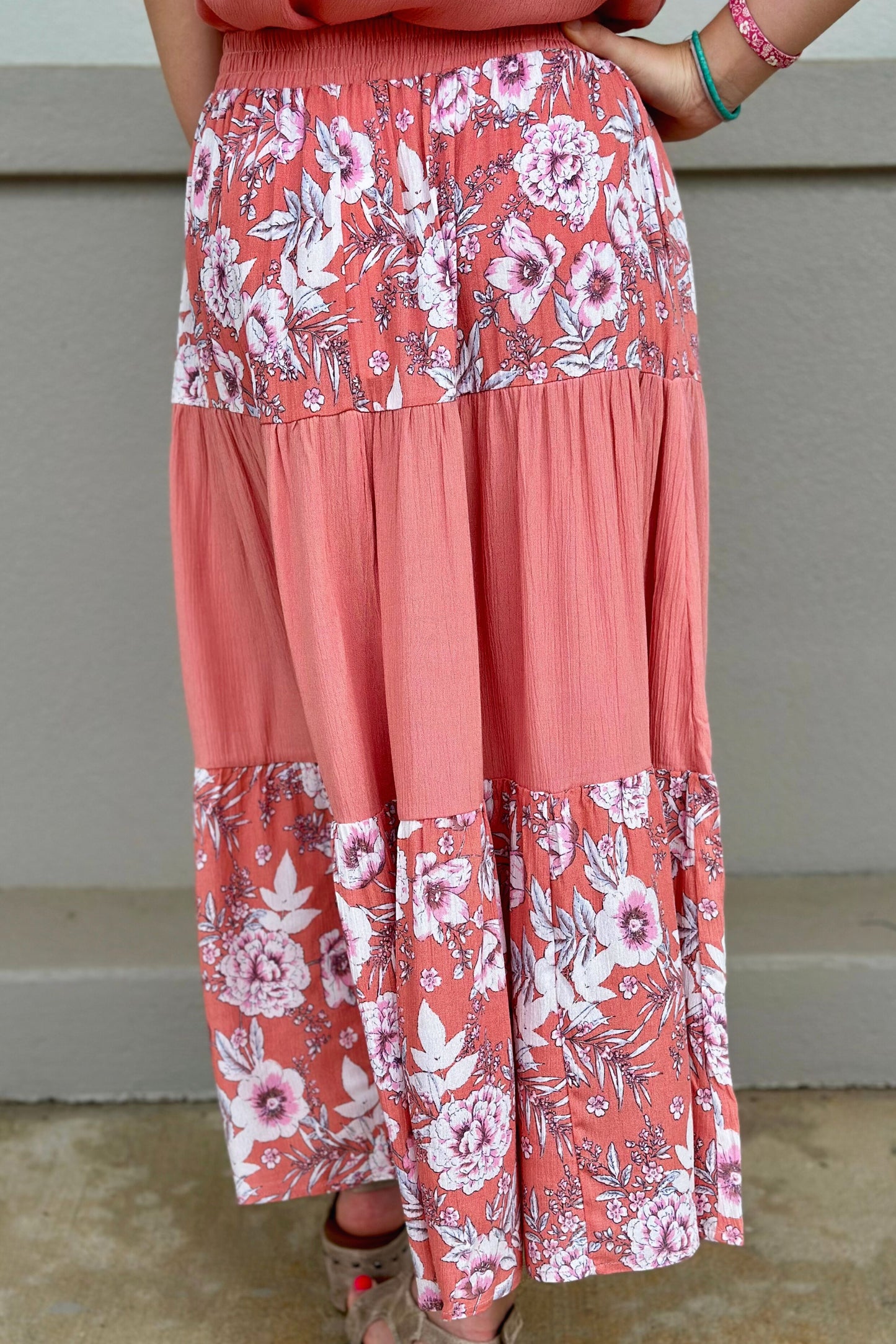 PEACH DREAM FLORAL SKIRT