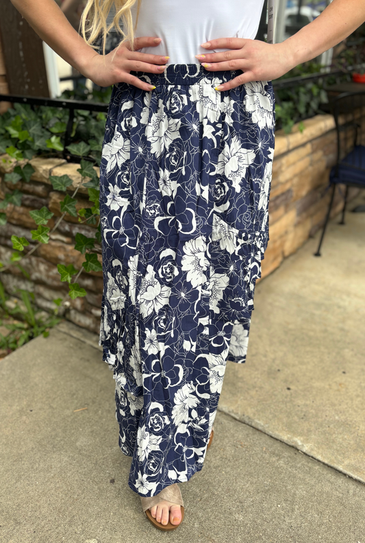 NAVY ALOHA SKIRT