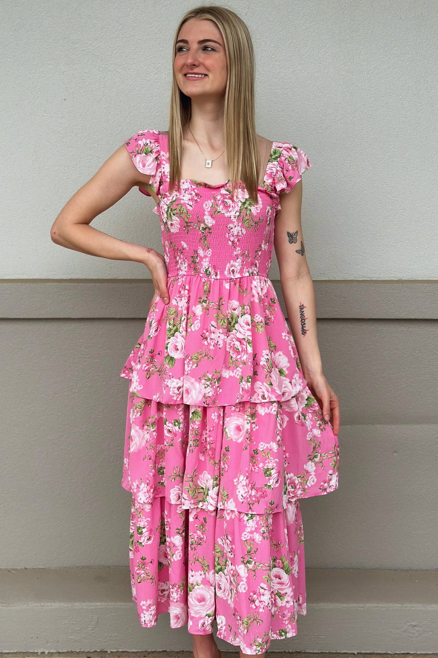 PINK FLOWER FIELDS DRESS