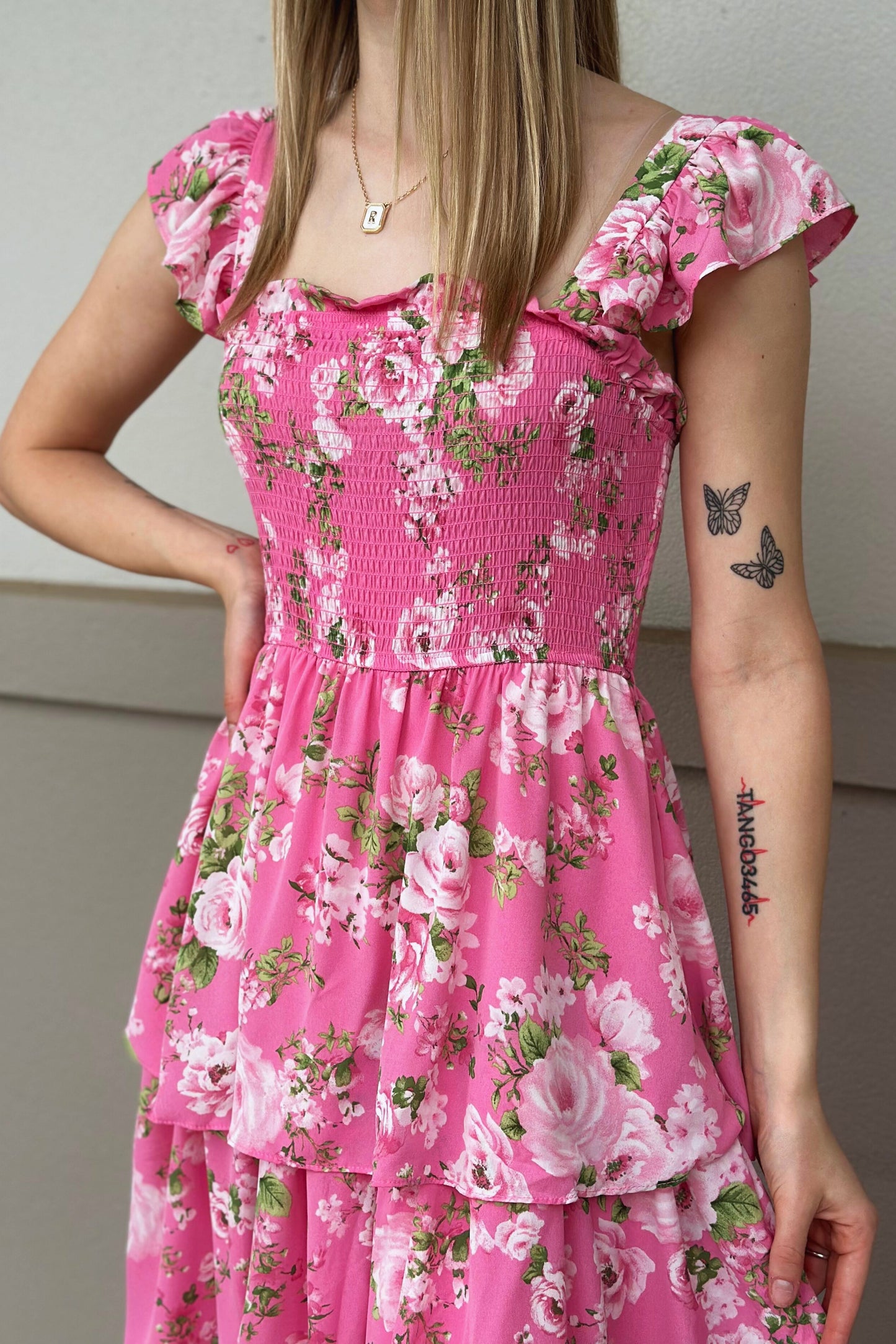 PINK FLOWER FIELDS DRESS