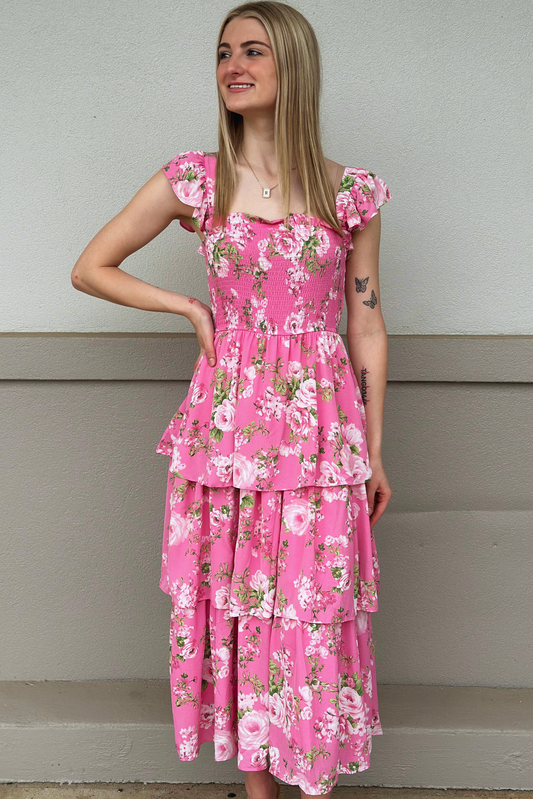 PINK FLOWER FIELDS DRESS