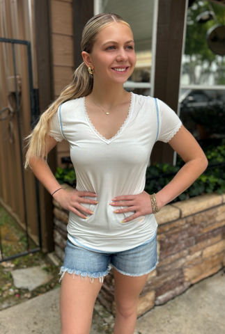 WHITE BASIC LACE TOP