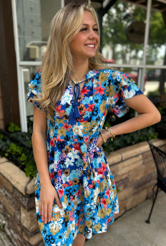 BLUE SUMMER OASIS DRESS