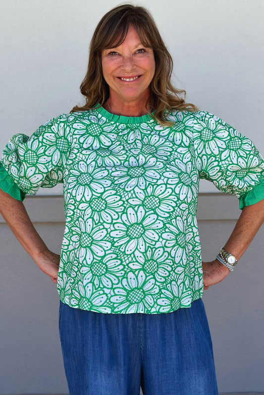 GREEN COLORFUL MAY TOP