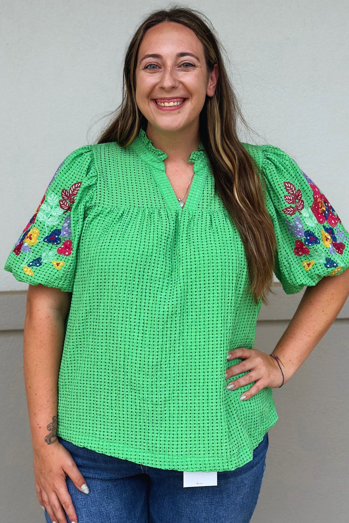 CURVY GREEN JANE TOP