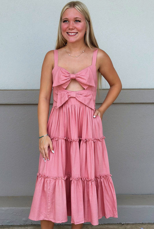 PINK DOUBLE BOW DRESS