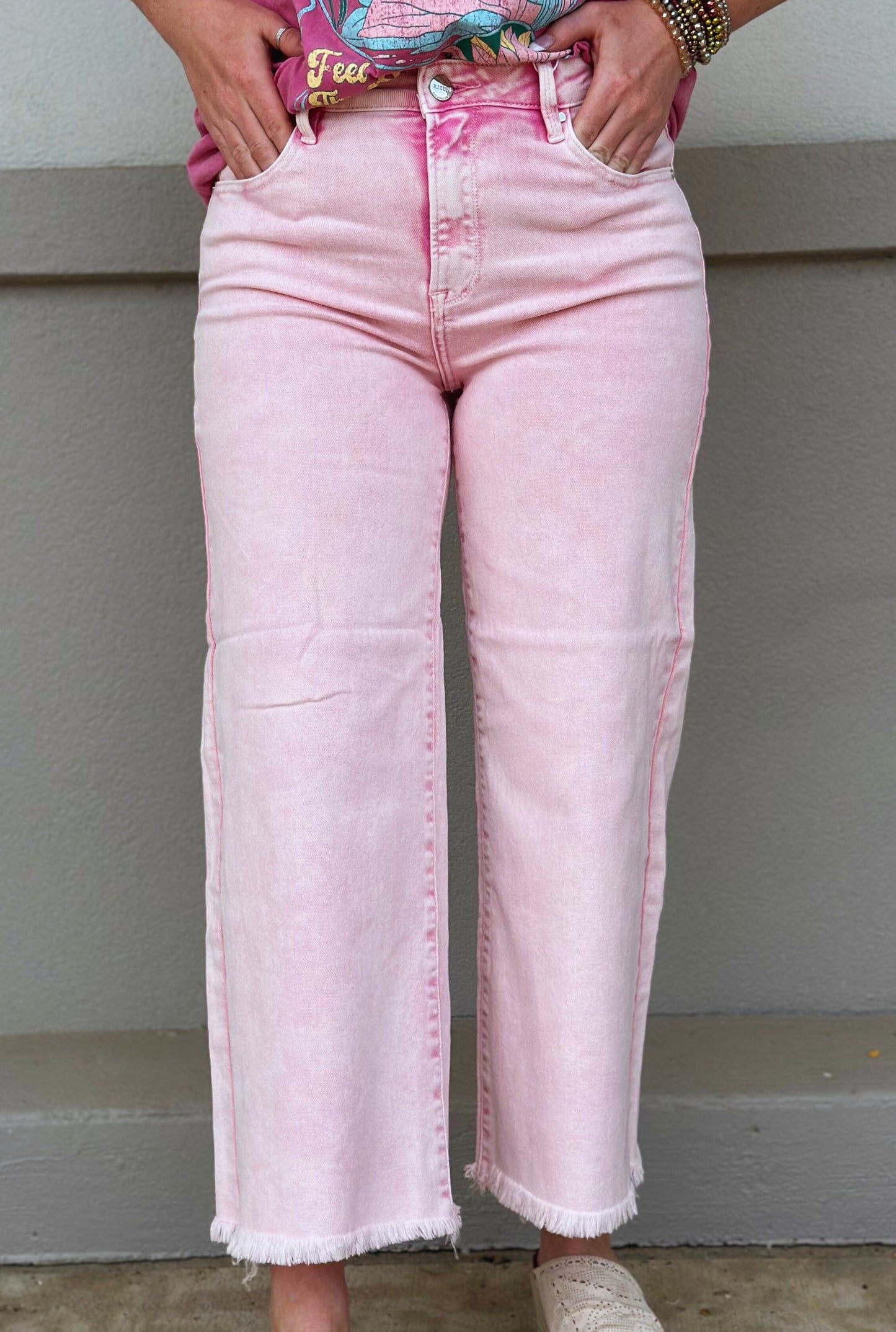 RISEN PINK ACID WASH JEANS