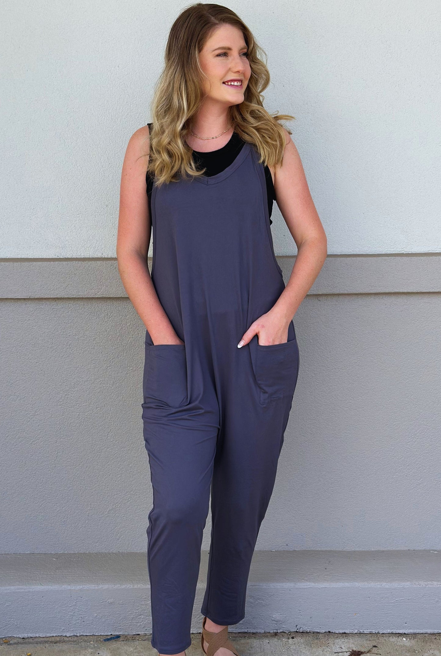 CHARCOAL BASIC JUMPSUIT