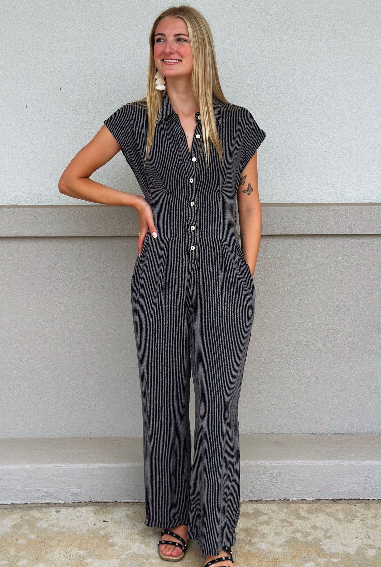 BLACK RIBBED JUMPSUIT