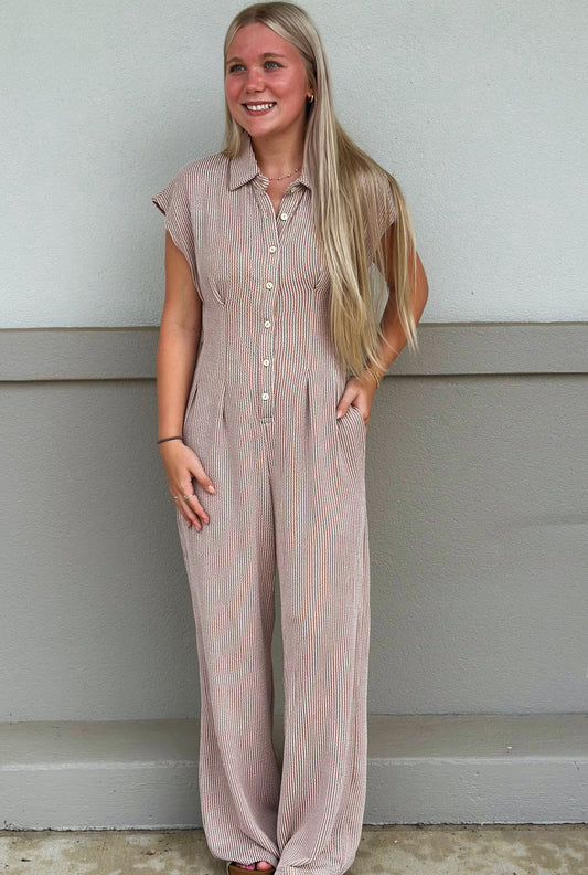 OATMEAL RIBBED JUMPSUIT