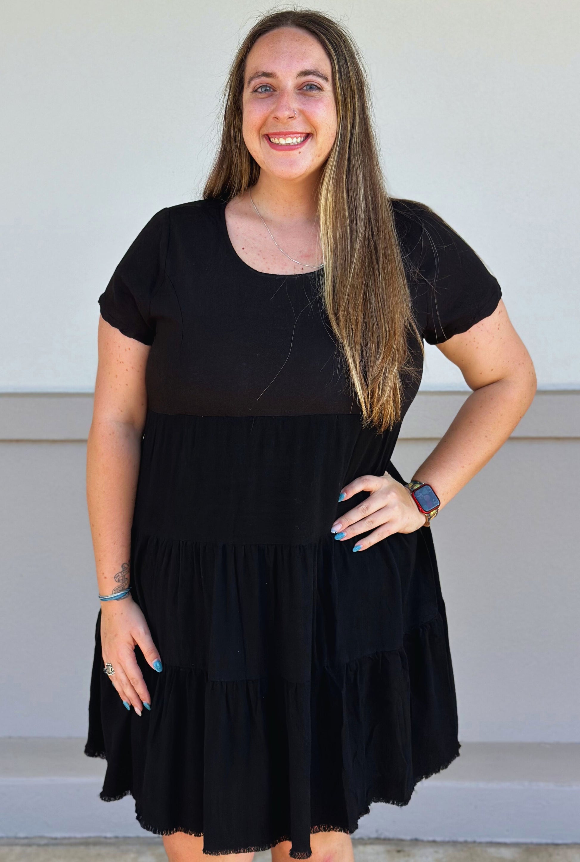 CURVY BLACK LINEN LILY DRESS