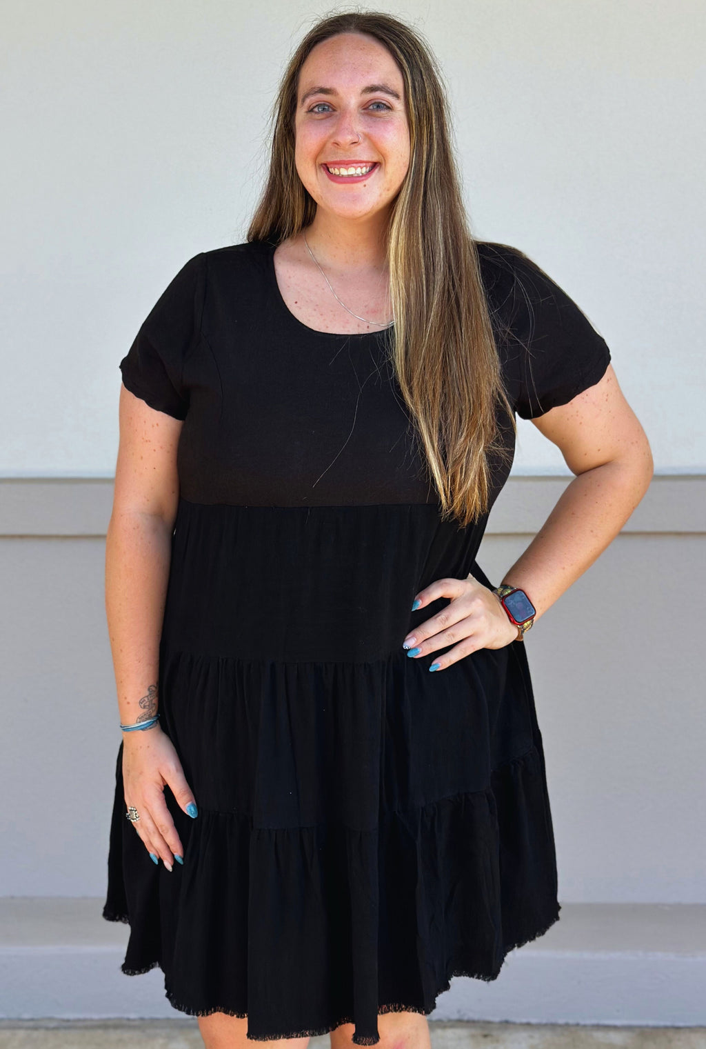 CURVY BLACK LINEN LILY DRESS