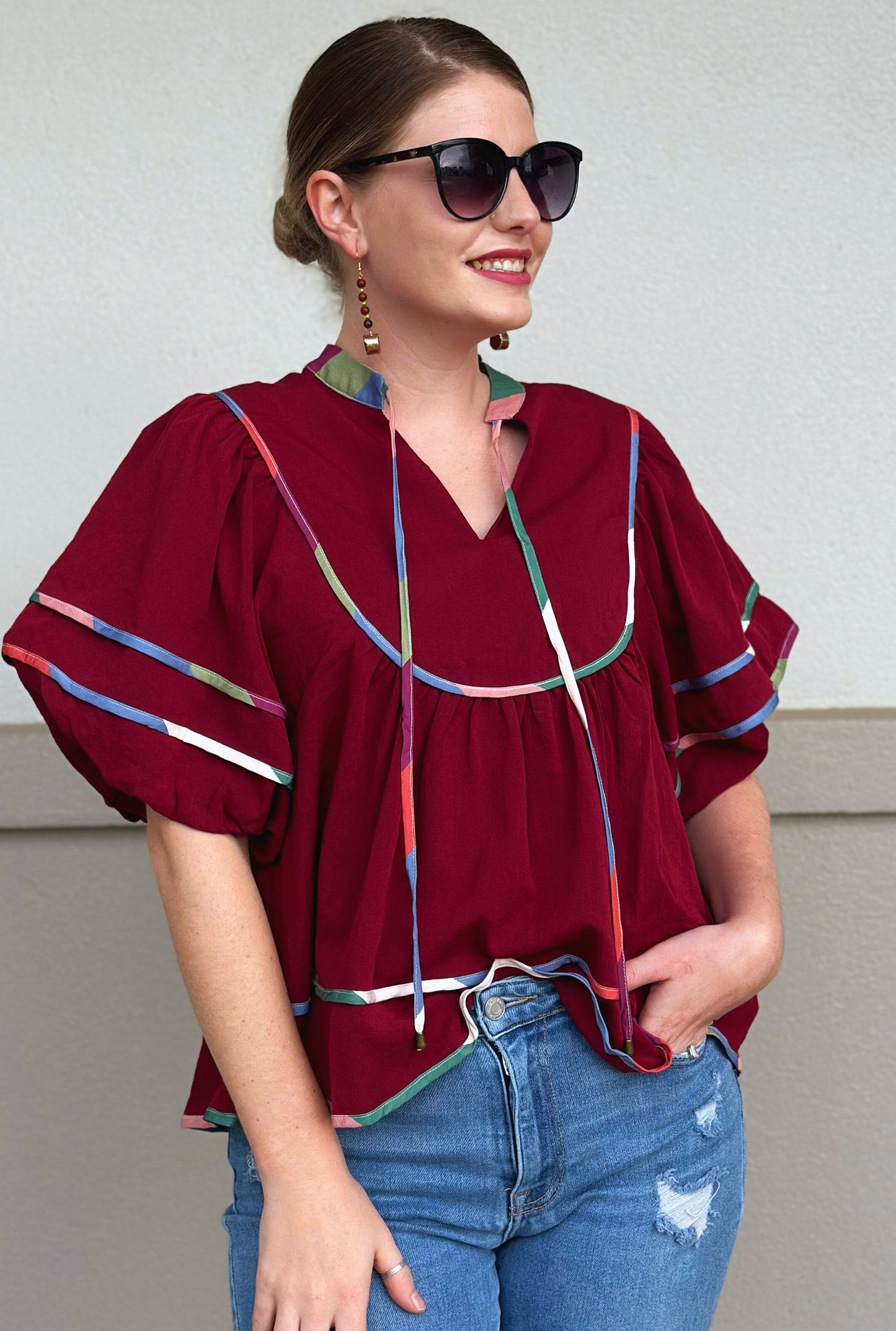 BURGUNDY MIXED FEELINGS TOP