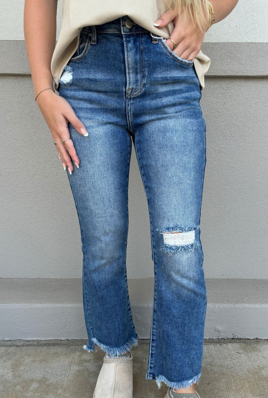 HIGH RISE CROP FLARE JEANS