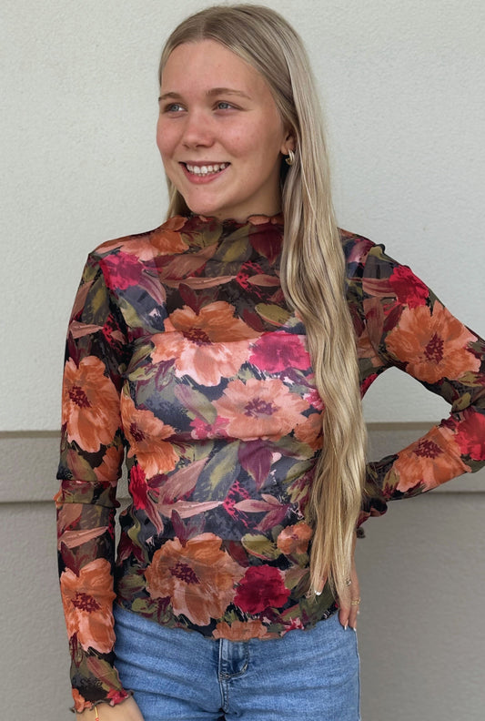 RUST ELEGANT FLORALS TOP