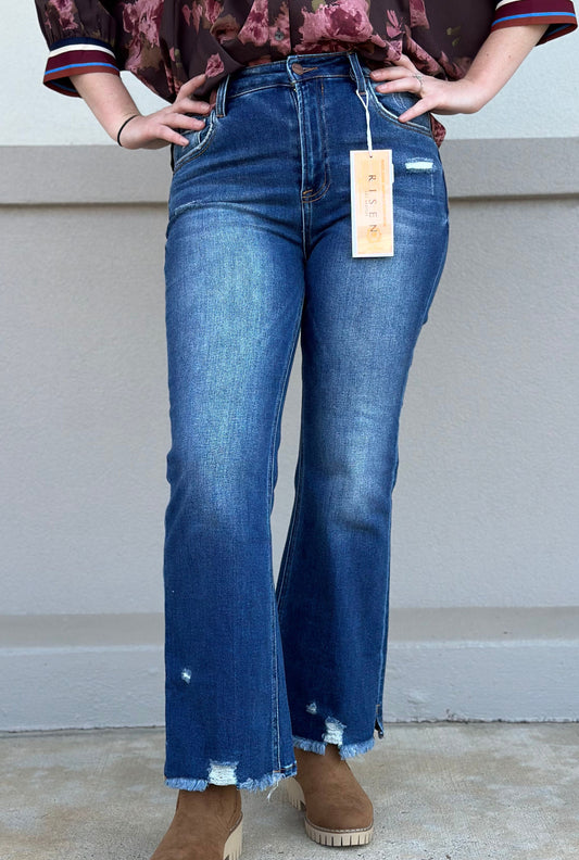 RISEN HIGH RISE CROP FLARE JEANS