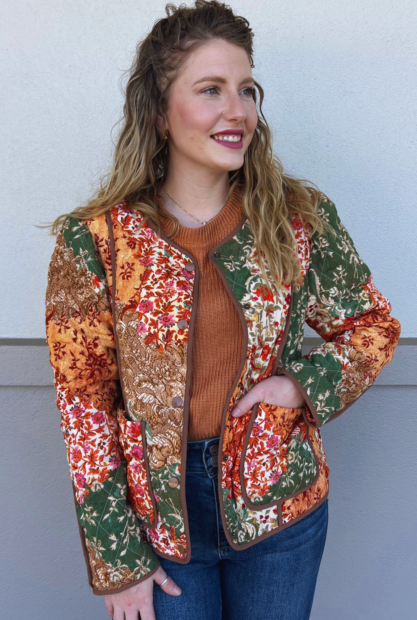 FLORAL FLIRTY QUILTED JACKET