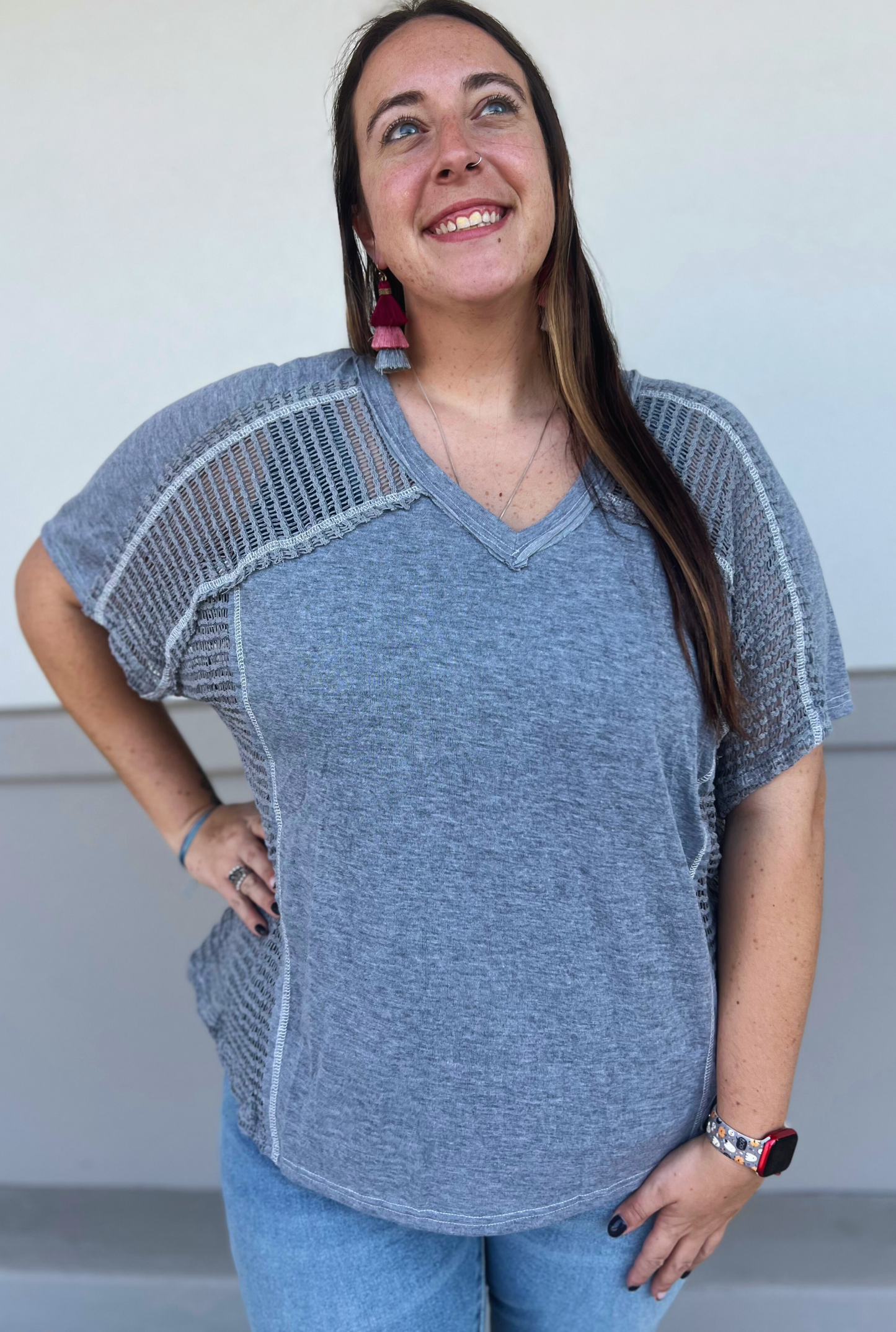 CURVY GREY SIMPLE SARA TOP