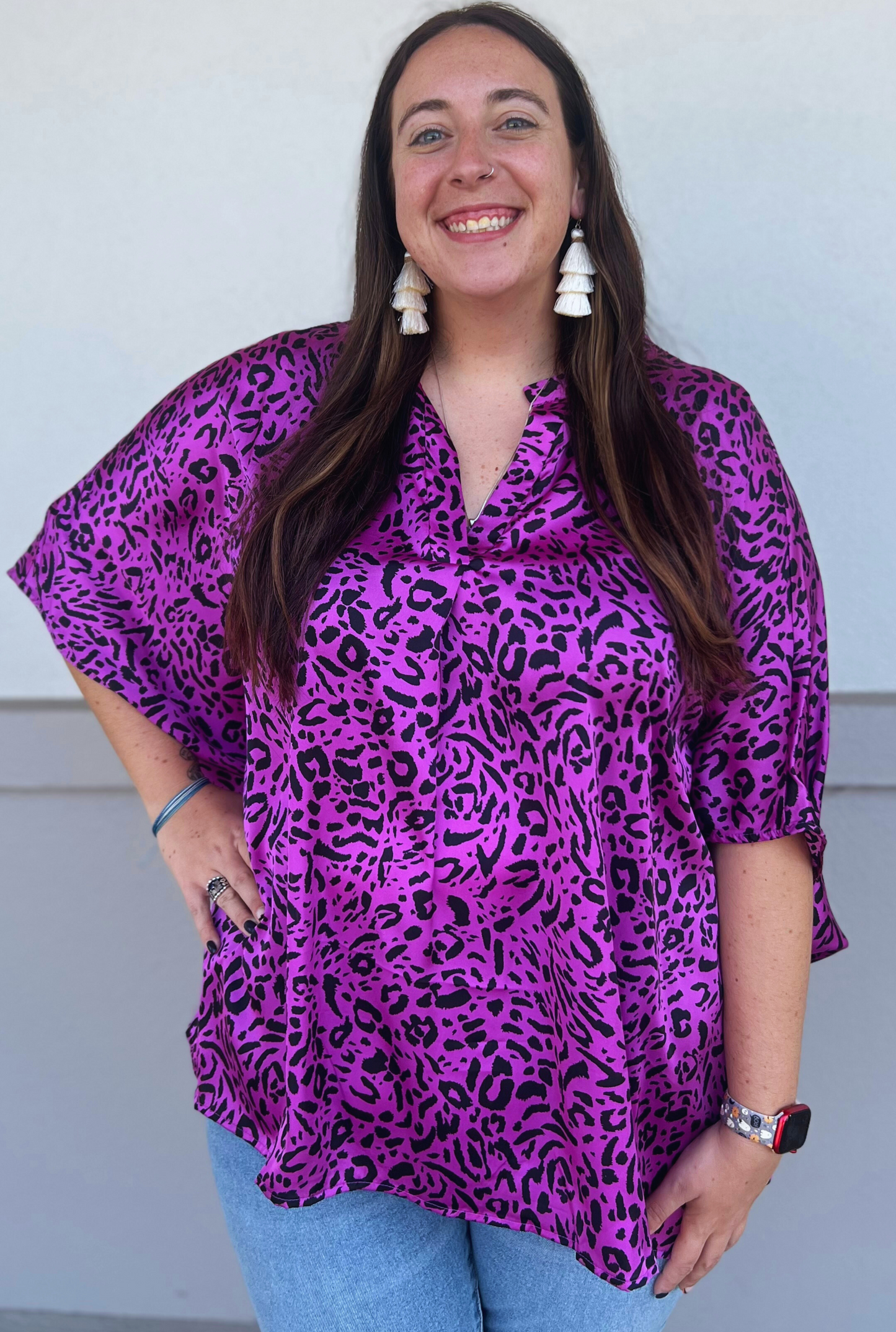 CURVY PINK LEOPARD LILY TOP