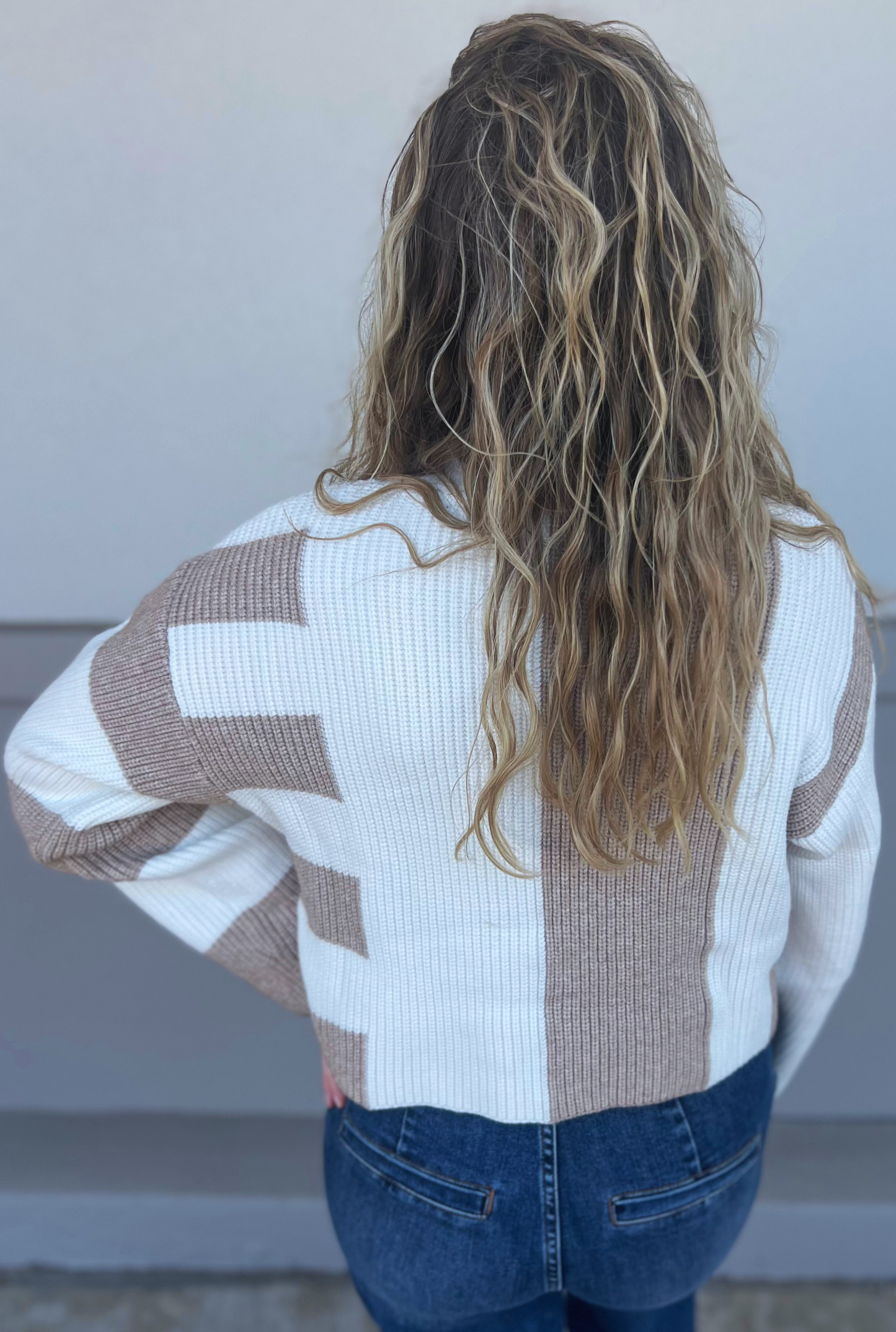 TAUPE COLORBLOCK CALLIE SWEATER