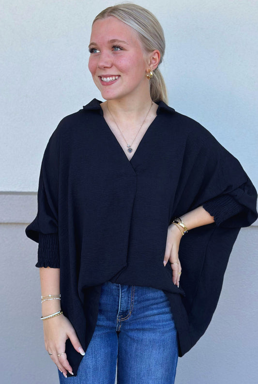 BLACK SIMPLY STYLED TOP