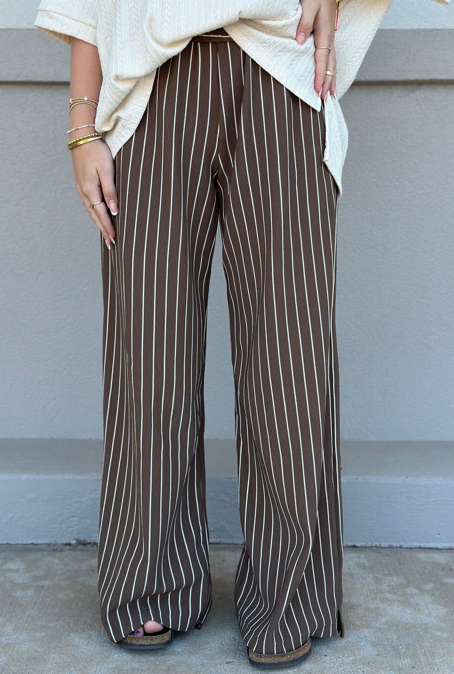 BROWN STRIPED PANTS