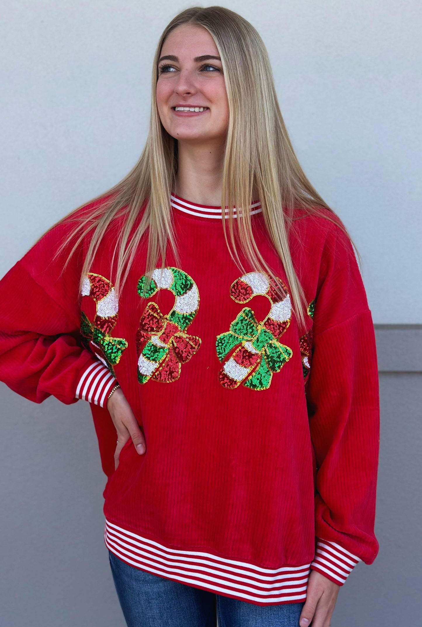 CANDY CANE SEQUINS SWEATER