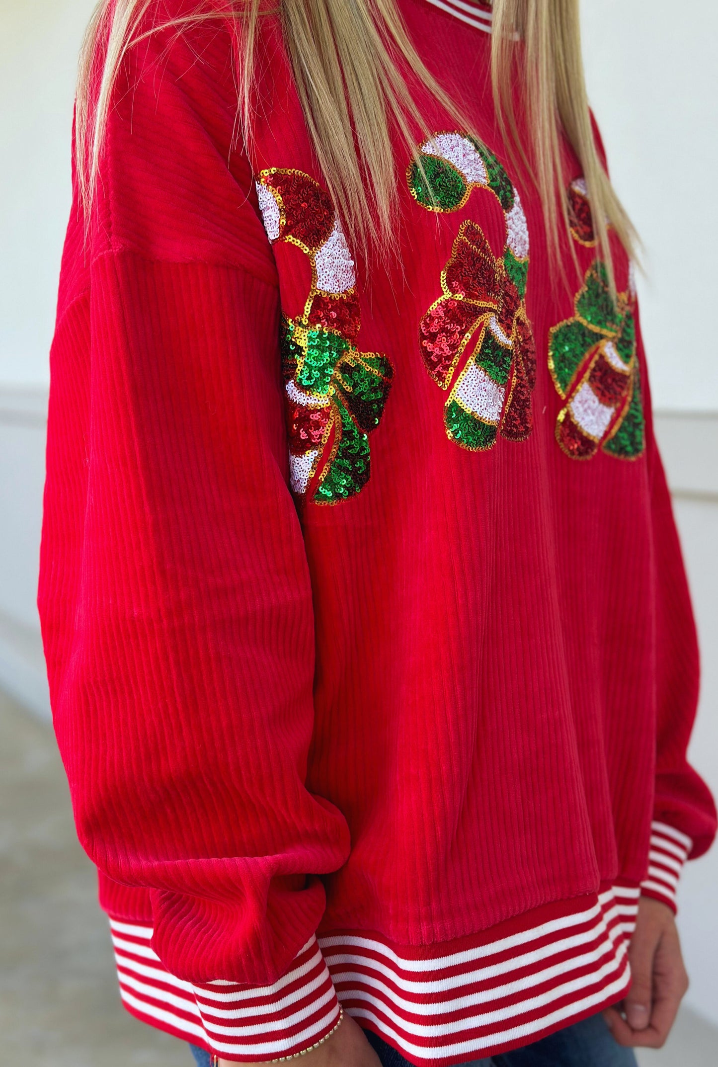 CANDY CANE SEQUINS SWEATER